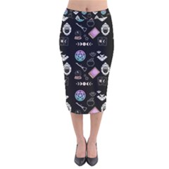 Small Witch Goth Pastel Print Velvet Midi Pencil Skirt by InPlainSightStyle
