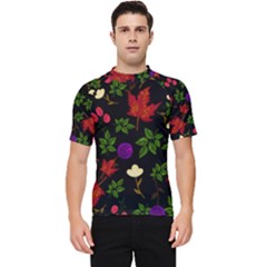 Golden Autumn, Red-yellow Leaves And Flowers  Men s Short Sleeve Rash Guard by Daria3107