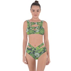 Green Floral Bohemian Vintage Bandaged Up Bikini Set  by BohoMe