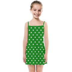 1950 Green White Dots Kids  Summer Sun Dress by SomethingForEveryone