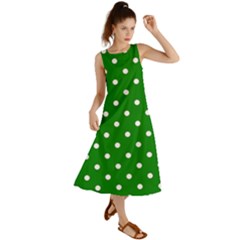 1950 Green White Dots Summer Maxi Dress by SomethingForEveryone