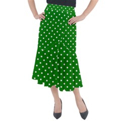 1950 Green White Dots Midi Mermaid Skirt by SomethingForEveryone