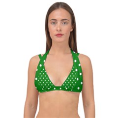 1950 Green White Dots Double Strap Halter Bikini Top by SomethingForEveryone