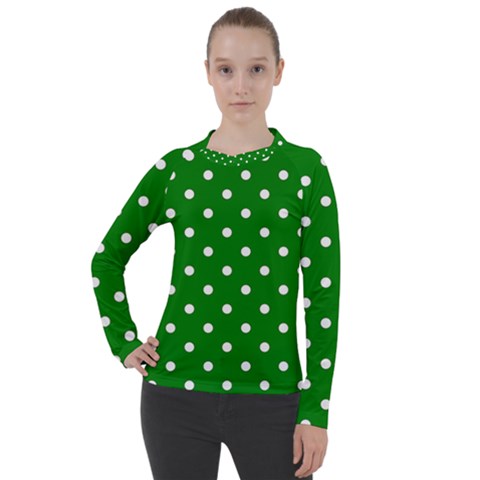 1950 Green White Dots Women s Pique Long Sleeve Tee by SomethingForEveryone