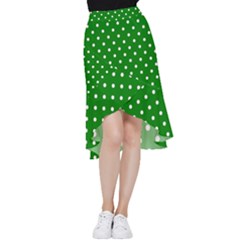 1950 Green White Dots Frill Hi Low Chiffon Skirt by SomethingForEveryone
