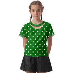 1950 Green White Dots Kids  Front Cut Tee by SomethingForEveryone