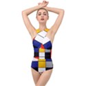Composition A By Piet Mondrian Cross Front Low Back Swimsuit View1