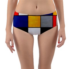Composition A By Piet Mondrian Reversible Mid-waist Bikini Bottoms by maximumstreetcouture