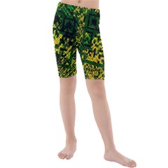 Root Humanity Bar And Qr Code Green And Yellow Doom Kids  Mid Length Swim Shorts by WetdryvacsLair
