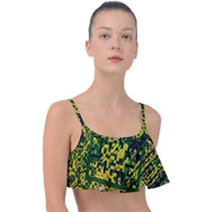 Root Humanity Bar And Qr Code Green And Yellow Doom Frill Bikini Top by WetdryvacsLair