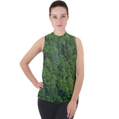 Leafy Forest Landscape Photo Mock Neck Chiffon Sleeveless Top by dflcprintsclothing