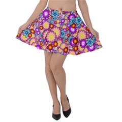 Flower Bomb1 Velvet Skater Skirt by PatternFactory