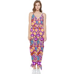 Flower Bomb1 Sleeveless Tie Ankle Jumpsuit by PatternFactory