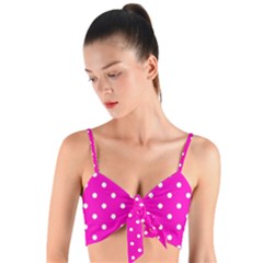 1950 Hello Pink White Dots Woven Tie Front Bralet by SomethingForEveryone