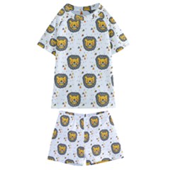 Lion Heads Pattern Design Doodle Kids  Swim Tee And Shorts Set by Sapixe