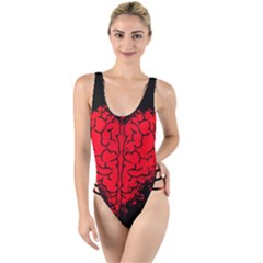 Heart Brain Mind Psychology Doubt High Leg Strappy Swimsuit by Sapixe