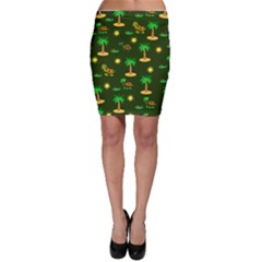Turtle And Palm On Green Pattern Bodycon Skirt by Daria3107