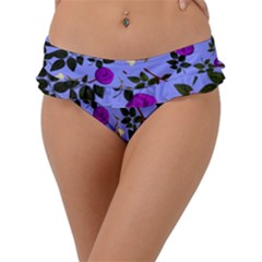 Purple Flower On Lilac Frill Bikini Bottom by Daria3107