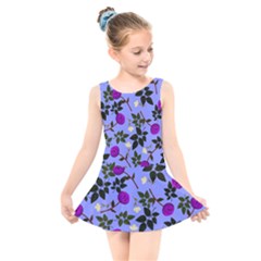 Purple Flower On Lilac Kids  Skater Dress Swimsuit by Daria3107