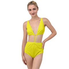 Soft Pattern Yellow Tied Up Two Piece Swimsuit by PatternFactory