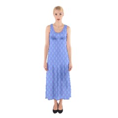 Soft Pattern Blue Sleeveless Maxi Dress by PatternFactory