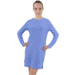 Soft Pattern Blue Long Sleeve Hoodie Dress by PatternFactory