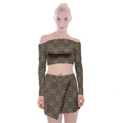 Art Deco Vector Pattern Off Shoulder Top With Mini Skirt Set by webstylecreations