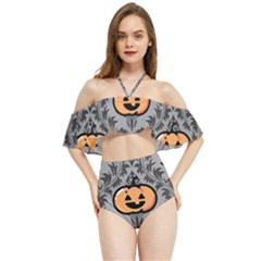 Pumpkin Pattern Halter Flowy Bikini Set  by InPlainSightStyle
