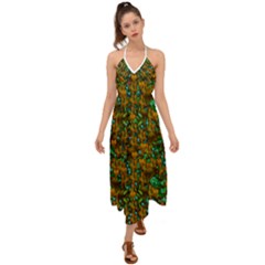 Love Forest Filled With Respect And The Flower Power Of Colors Halter Tie Back Dress  by pepitasart