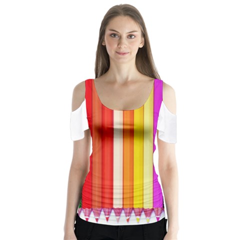 Ultimate Vibrant Butterfly Sleeve Cutout Tee  by hullstuff