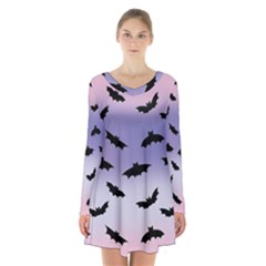 The Bats Long Sleeve Velvet V-neck Dress by SychEva