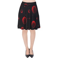 Red Drops On Black Velvet High Waist Skirt by SychEva