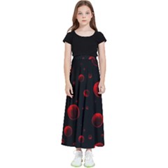 Red Drops On Black Kids  Flared Maxi Skirt by SychEva