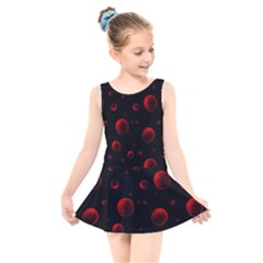 Red Drops On Black Kids  Skater Dress Swimsuit by SychEva