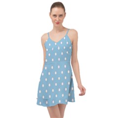 1950 Summer Sky Blue White Dots Summer Time Chiffon Dress by SomethingForEveryone