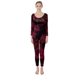 Red Abstraction Long Sleeve Catsuit by SychEva