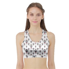 Sketchy Style Scarecrow Drawing Motif Pattern Sports Bra With Border by dflcprintsclothing