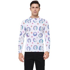 Cute And Funny Purple Hedgehogs On A White Background Men s Long Sleeve Rash Guard by SychEva