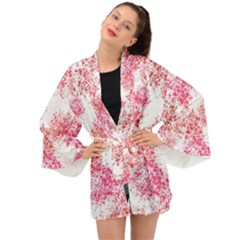 Red Splashes On A White Background Long Sleeve Kimono by SychEva