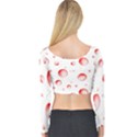 Red Drops On White Background Long Sleeve Crop Top View2