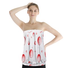 Red Drops On White Background Strapless Top by SychEva