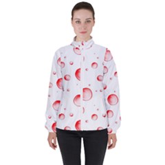 Red Drops On White Background Women s High Neck Windbreaker by SychEva