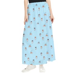 Cute Kawaii Dogs Pattern At Sky Blue Maxi Chiffon Skirt by Casemiro