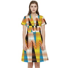 Digital Tringles Short Sleeve Waist Detail Dress by Sparkle
