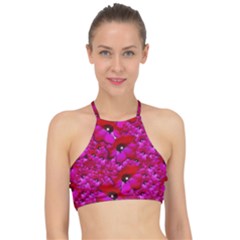Flowers Grow And Peace Also For Humankind Racer Front Bikini Top by pepitasart