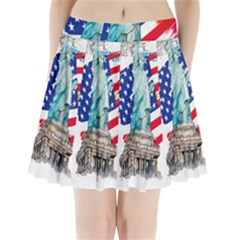 Statue Of Liberty Independence Day Poster Art Pleated Mini Skirt by Sudhe