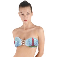 New-york-usa-liberty-landmark Twist Bandeau Bikini Top by Sudhe