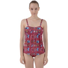 50s Red Twist Front Tankini Set by InPlainSightStyle