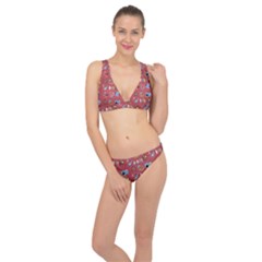50s Red Classic Banded Bikini Set  by InPlainSightStyle