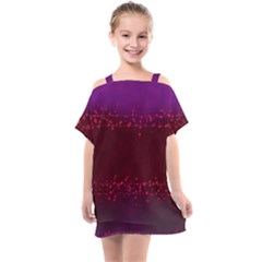 Red Splashes On Purple Background Kids  One Piece Chiffon Dress by SychEva